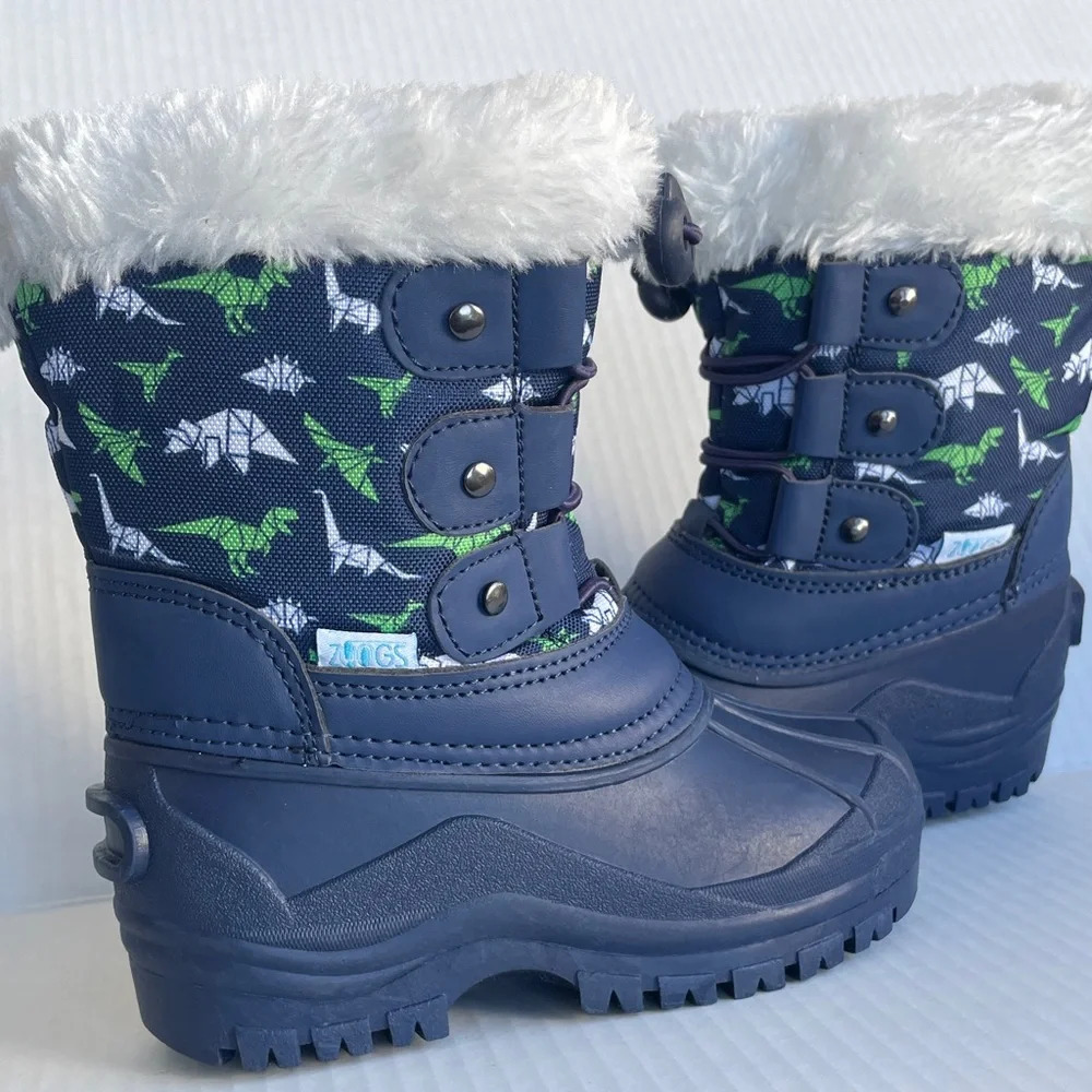 Zoogs Navy Boots with Dinosaur Design Toddler 7